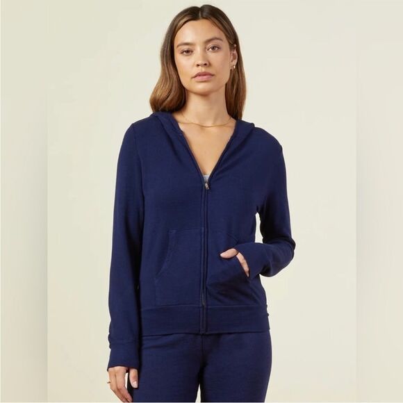 Monrow Supersoft Zip Up Hoody Navy, Medium - Picture 2 of 10